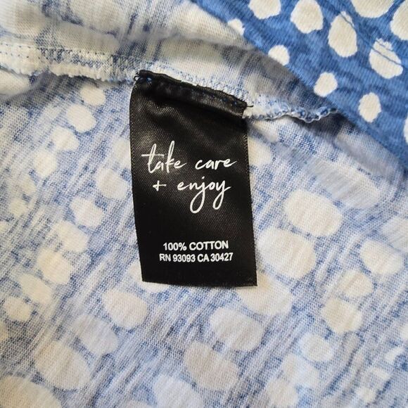 Nic + Zoe NZT Tee Dotty Lines Short Sleeve Cotton Asymmetrical Hem Women Sz L - Picture 7 of 8